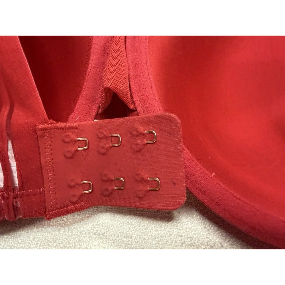 Le Mystere 32DDD Red Underwire Bra Lightly Lined Adjustable Straps - Picture 5 of 7